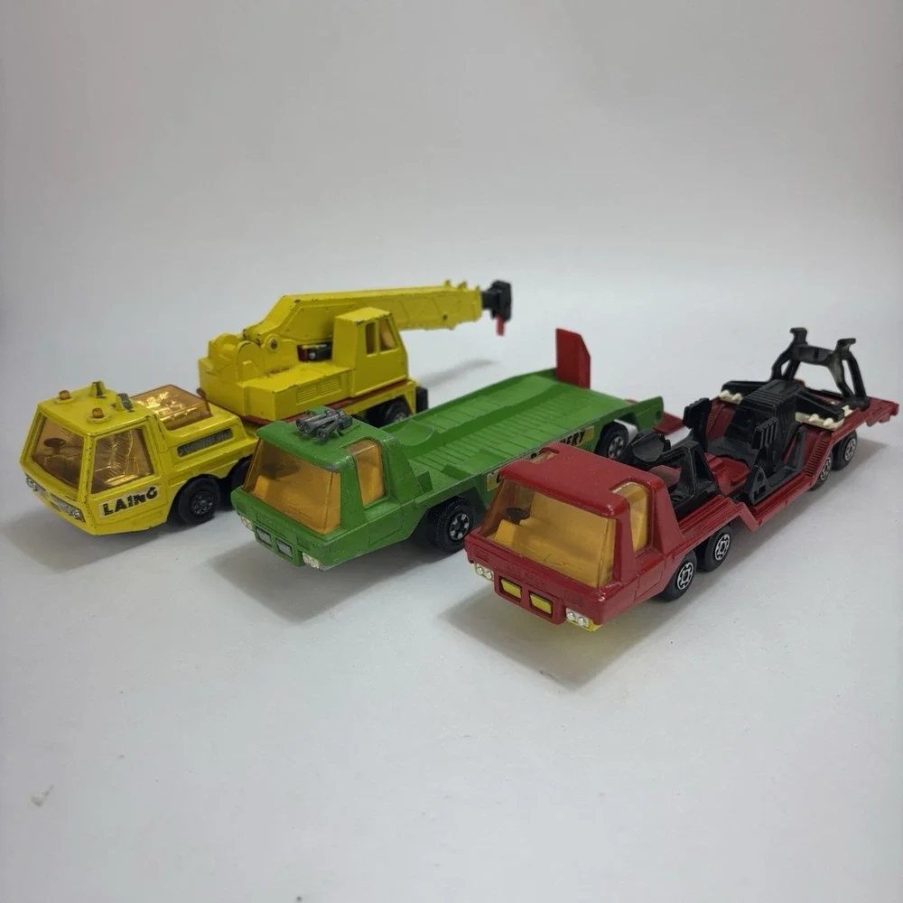 Vintage 70s Matchbox Lesney Super Kings Lot (3) Crane Car Recovery Transporter